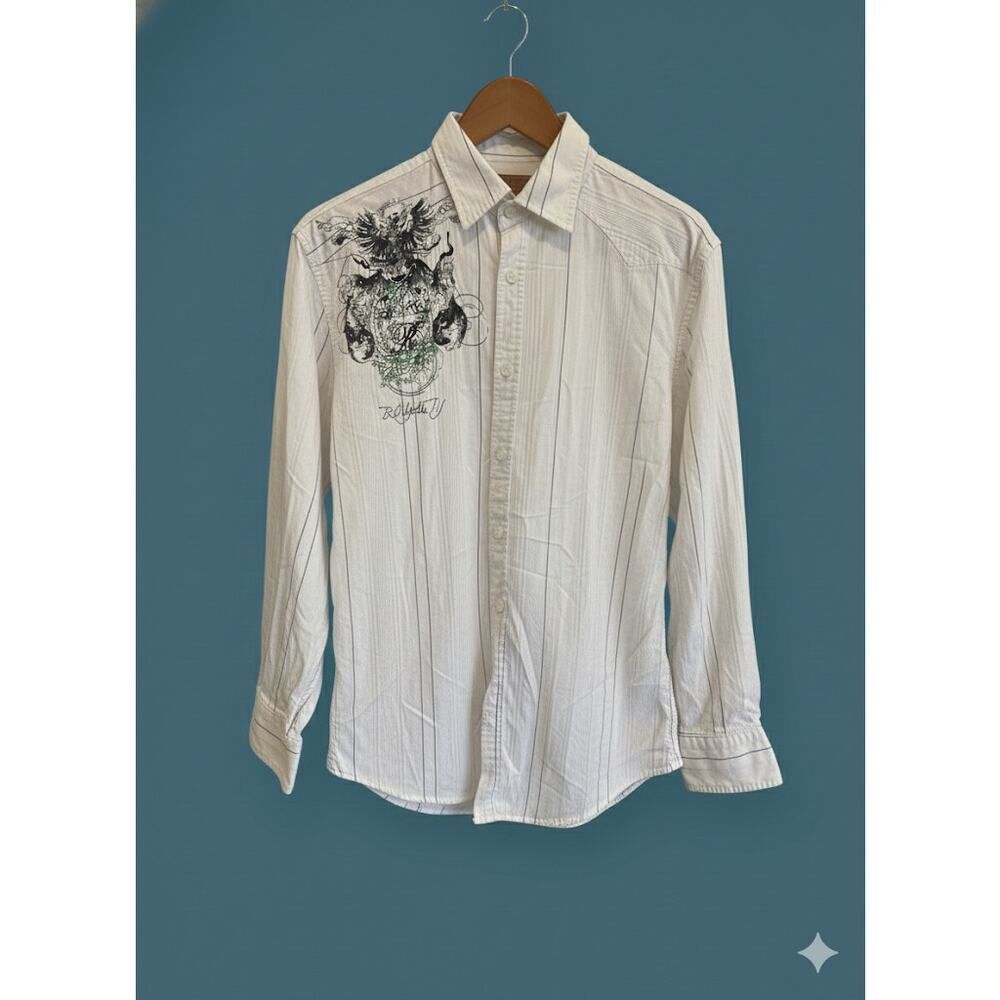 Vintage Y2K Roar Royalty Never Dies Button Embroidered Men’s Shirt XL